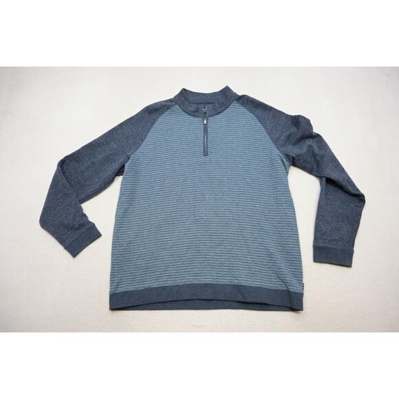 Fish Hippie 1/4 Zip Sweater Casual Blue Striped Pullover Mens Sz XL - Picture 5 of 9